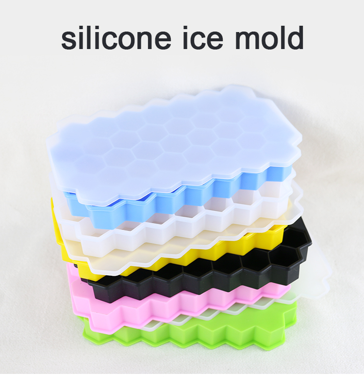 PVC Free Soft Rubber Ice Cube Tray With Lid Honeycomb Shape OEM