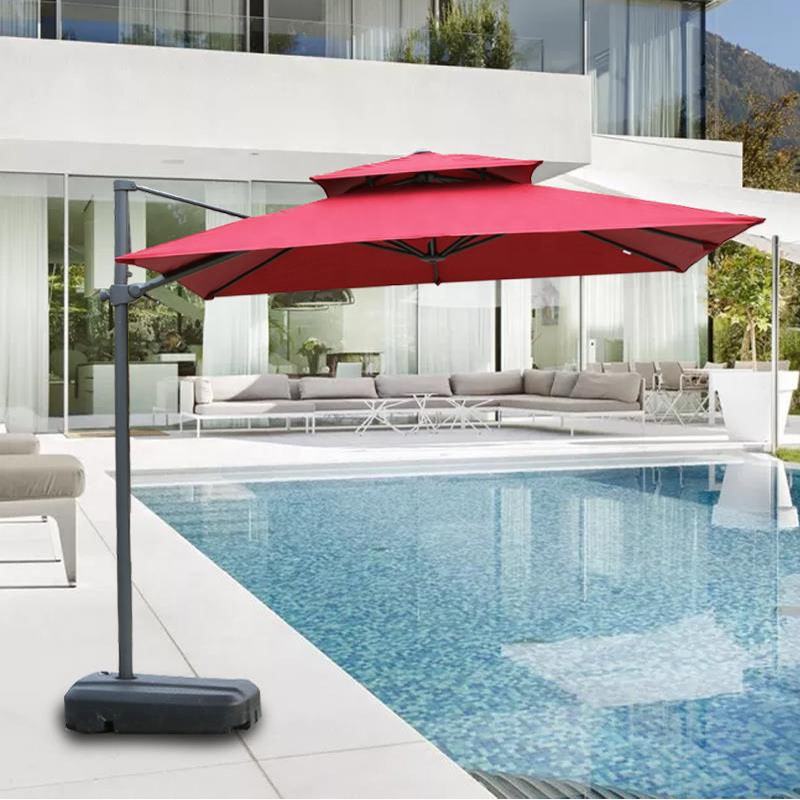 Windproof Outdoor Aluminum Umbrella Red Commercial Aluminum Umbrella