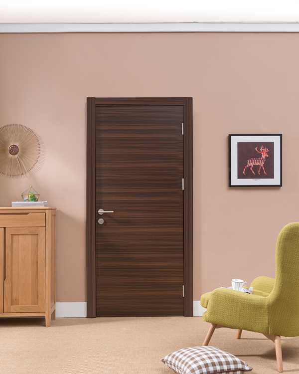 Veneered Walnut Solid Oak Internal Doors Slab Single Swing With V Grooves