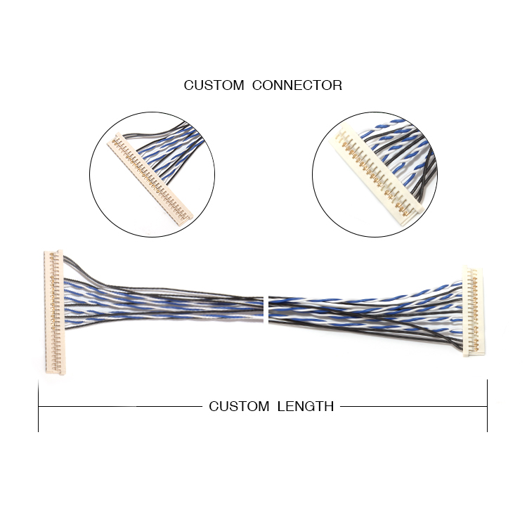 1.25mm pin pitch Lcd Lvds Cable HRS DF14-20S-1.25C TO DF14-30S-1.25C