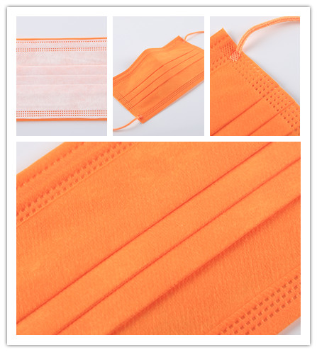 Orange Color Factory Directly Provide 4-ply Earloop Disposable Face Mask