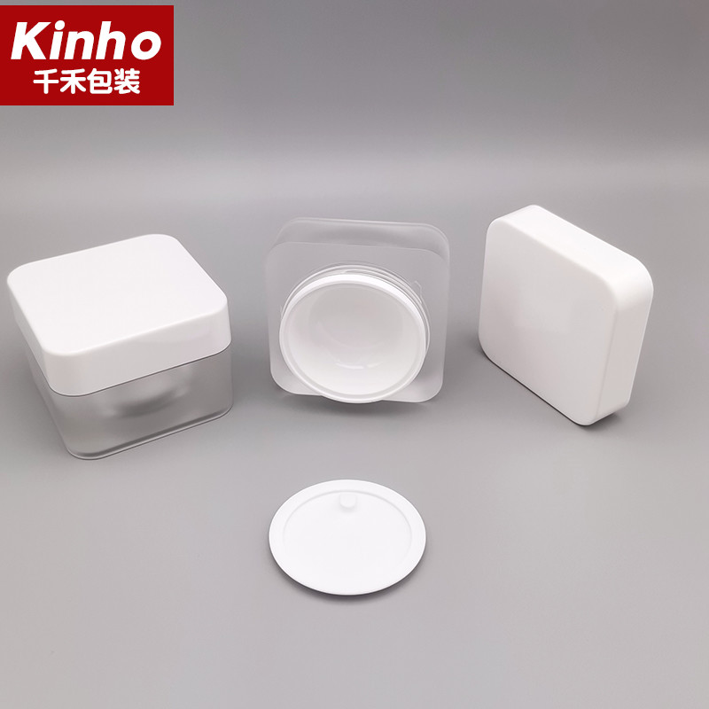 5g 15g Acrylic Cream Jar 30g 50g Cosmetic Square Cap Round Edge Double Wall