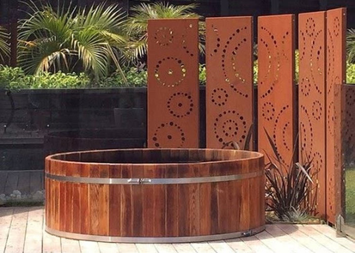 Corten Steel Garden Ornament Circle Pattern Design Privacy Screen Panel