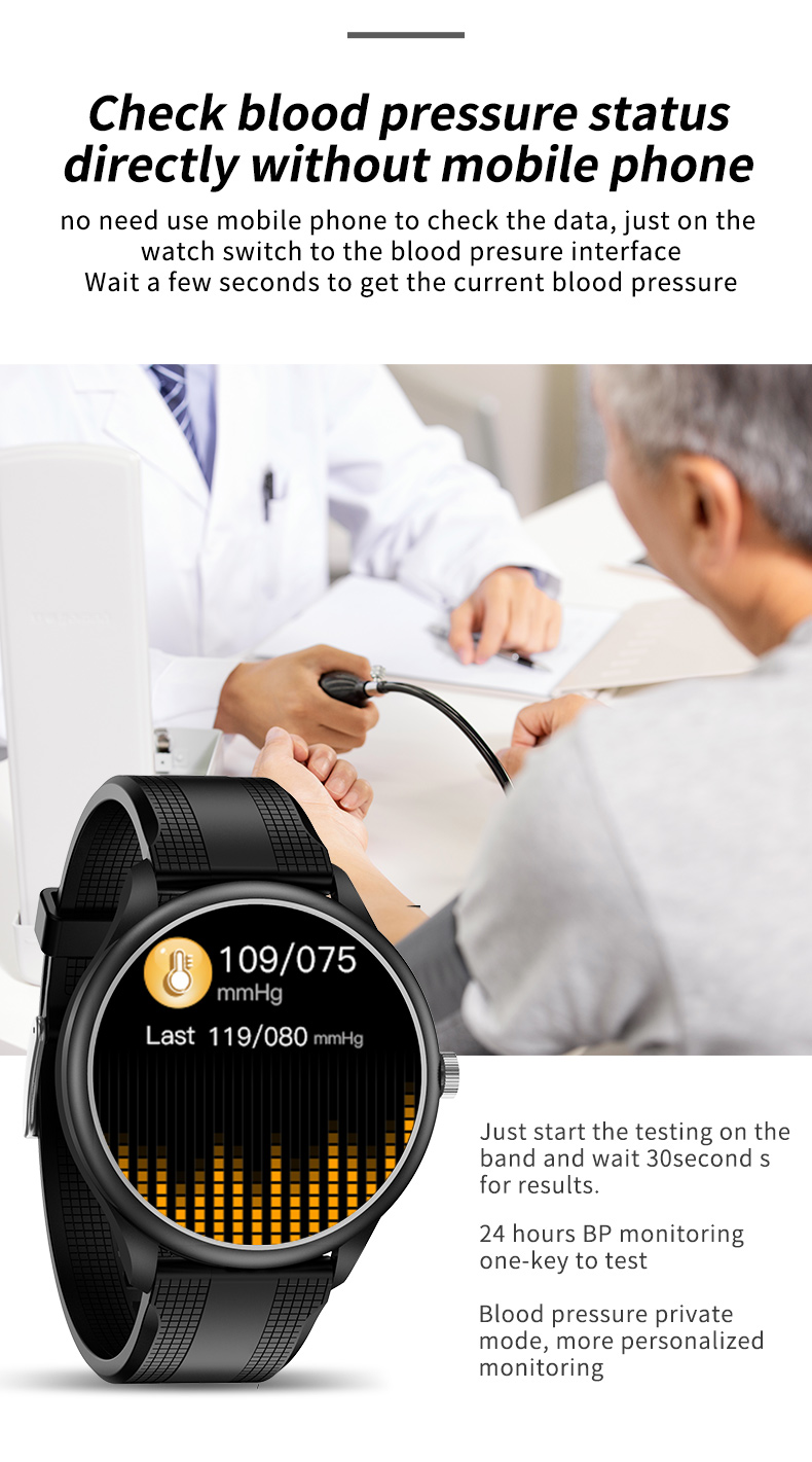 Music Player Men Wrist ECG Smart Watch 240*240 Screen 316L Stainless Steel Case