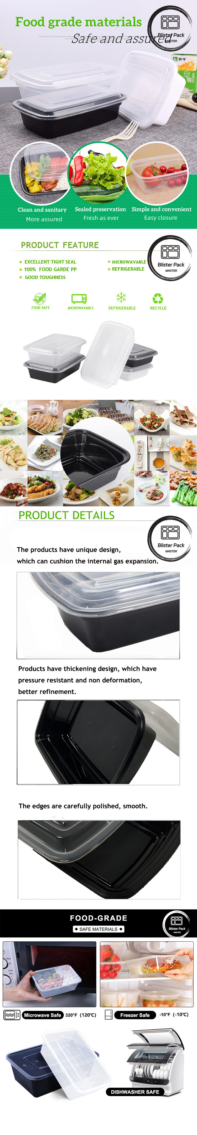 Single Compartment Meal Prep Disposable Plastic Food Containers Microwave Safe Biodegradable