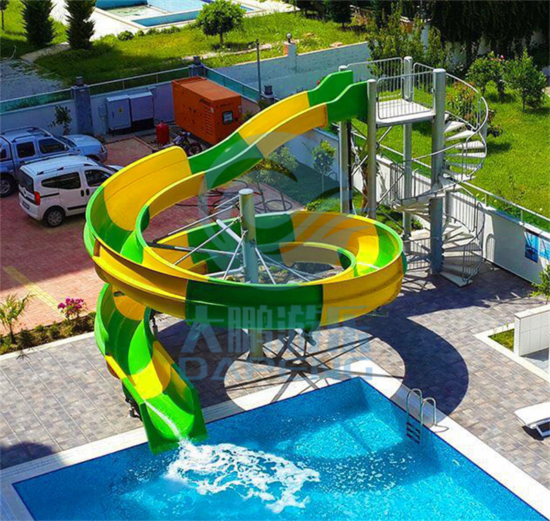 Yellow Open Spiral Swimming Pool Slide 2.2m High Fiberglass Customized