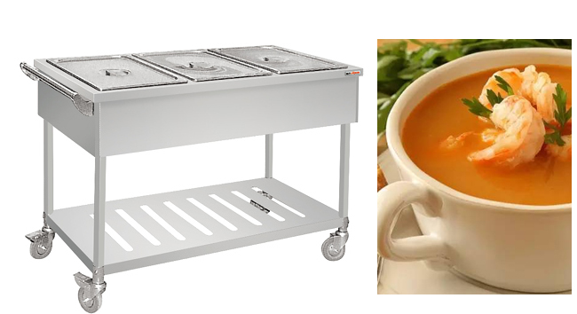 SS Buffet Server Electric Food Warmer Commercial Push Type Bain Marie Cabinet With Wheels