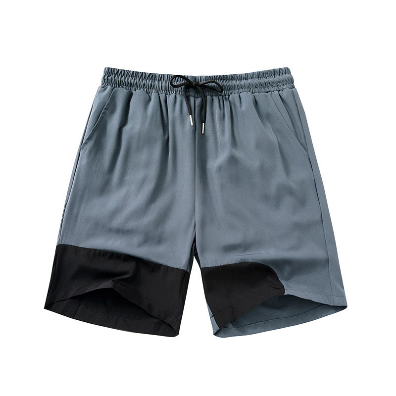 Men Loose Quick Drying Cropped Beach Pants Casual Solid Color Splicing