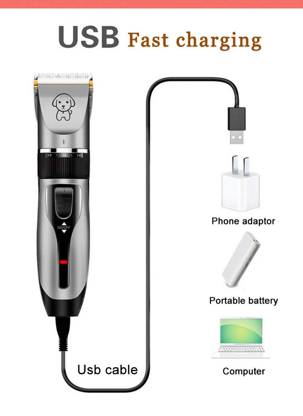 PHC-5 Pet Hair Clipper 12mm Dog Grooming Clippers Animals Trimmer