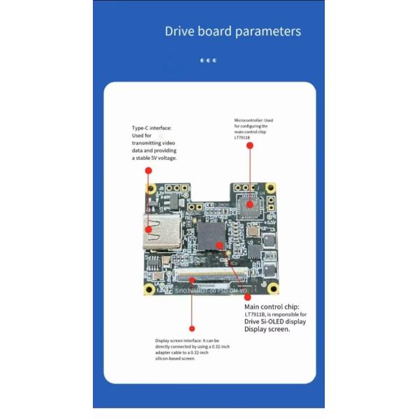 High Brightness Mini Oled Screen Type-C Monocular Display Solution 2000cd/M² High Contrast 0.32 inch 800*600 dots