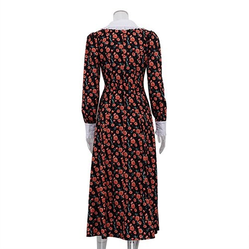 OEM maufactory Print Long Skirt Doll Collars Polyester European American Long Sleeved
