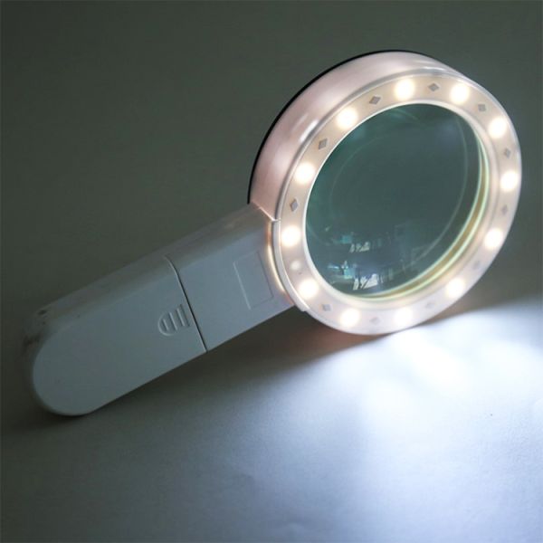 Brand New High Grade/New Premium Wholesale Light Lamp 30X Handheld Large Magnifier Lens Magnifying Glass with Stand for Inspect