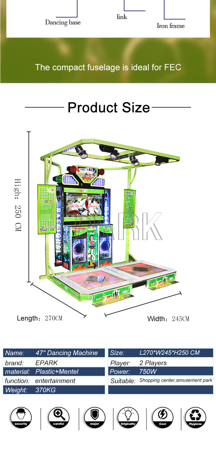Coin Operated Arcade Dancing Game Machine For Adults 1 Year Warranty