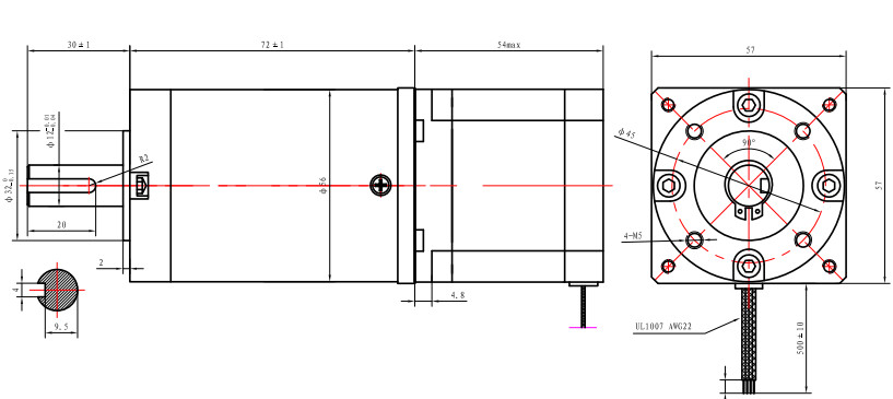 42X42X60mm 1.8 Degree 2 Phase 0.86Nm With Enclosed Nema 17 Closed Loop Stepper Motor