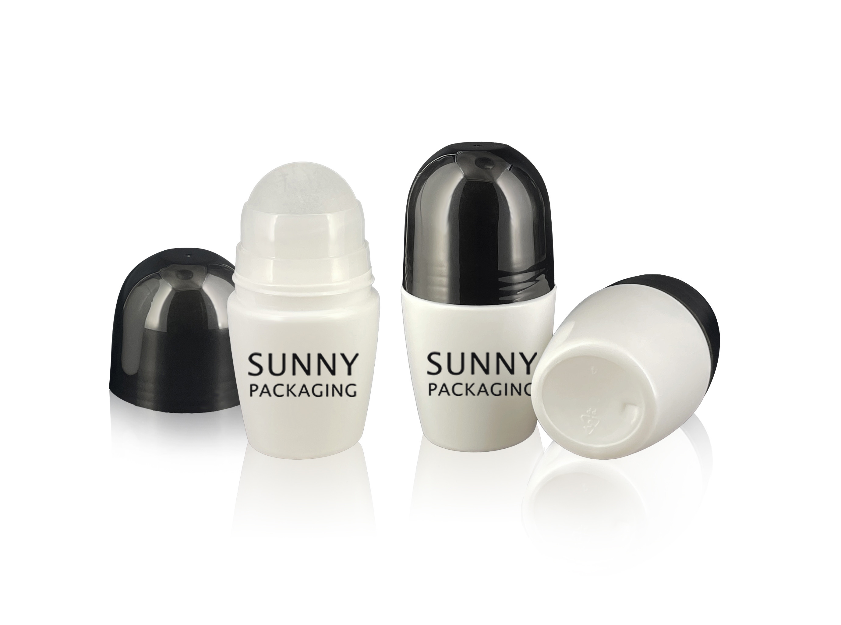 Black Cap Round Empty PP Plastic Roller Ball Bottles 50ml