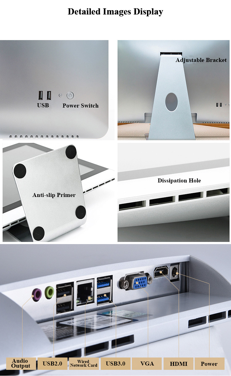 All-in-One PC with Core i3/i5/i7 8GB SSD and 1920x1080 Vertical Viewing Angle 178°