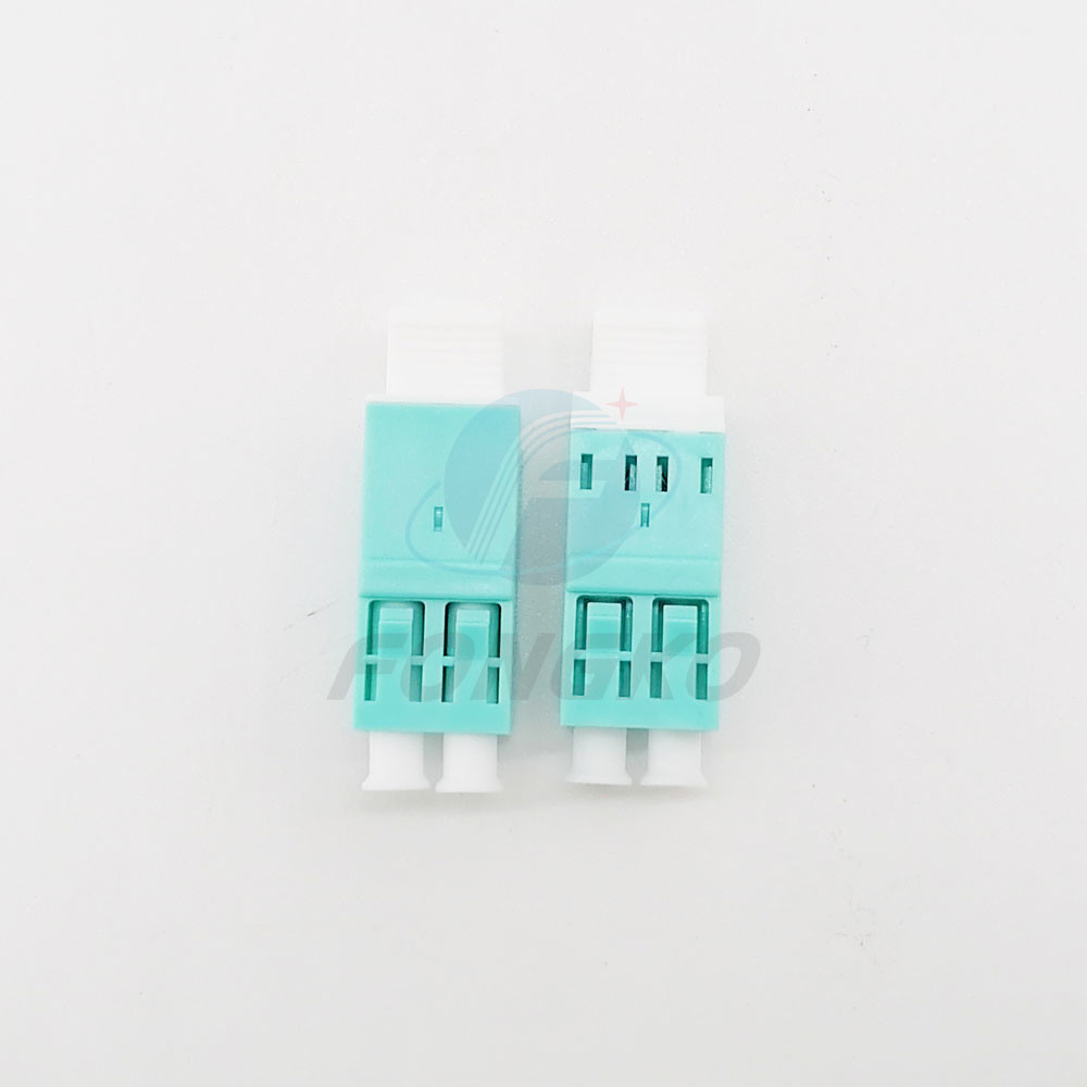 Duplex LC OM3 Plastic Optical Fiber Adapter with Metal Shutter Flangeless