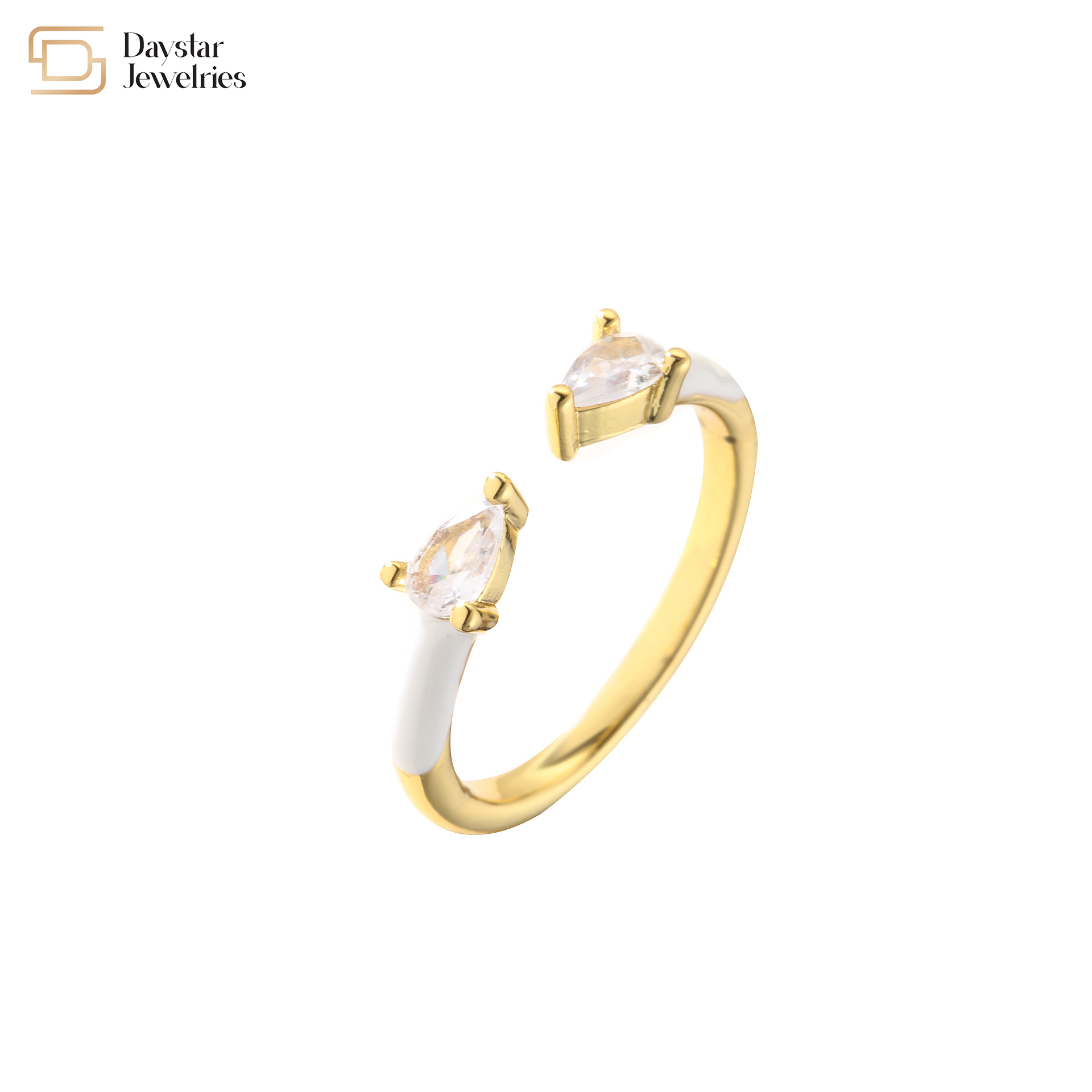 18k Gold Plated Adjustable Cubic Zirconia Water Drop Rings For Women Jewellery