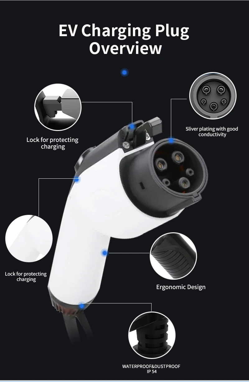 Type 1 EV Charger Gun eV charging Accessories Sae J1772 Connector