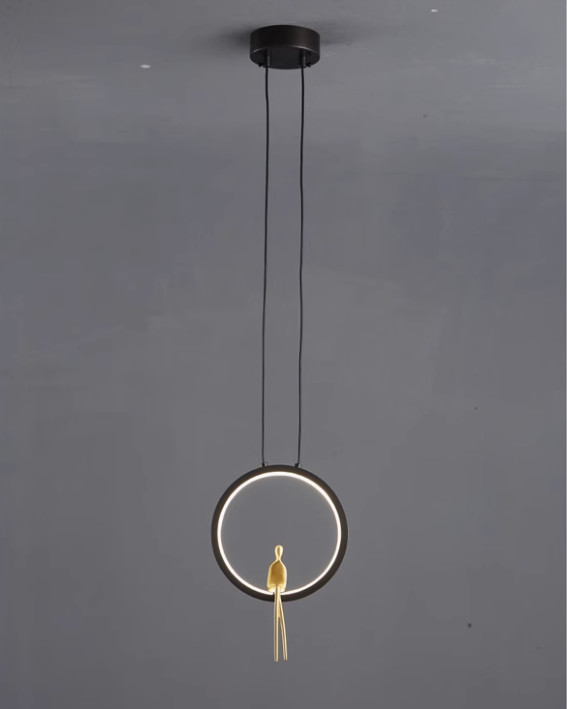 All-copper bedroom bedside chandelier Nordic light luxury creative personality character shape ring living room background wall decorative lamp