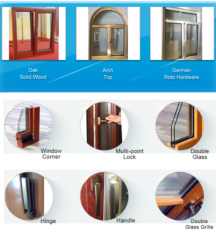 Antique 3 Glass Sunroom Wooden Frame casement Thermally Broken Windows Tilt And Turn Window