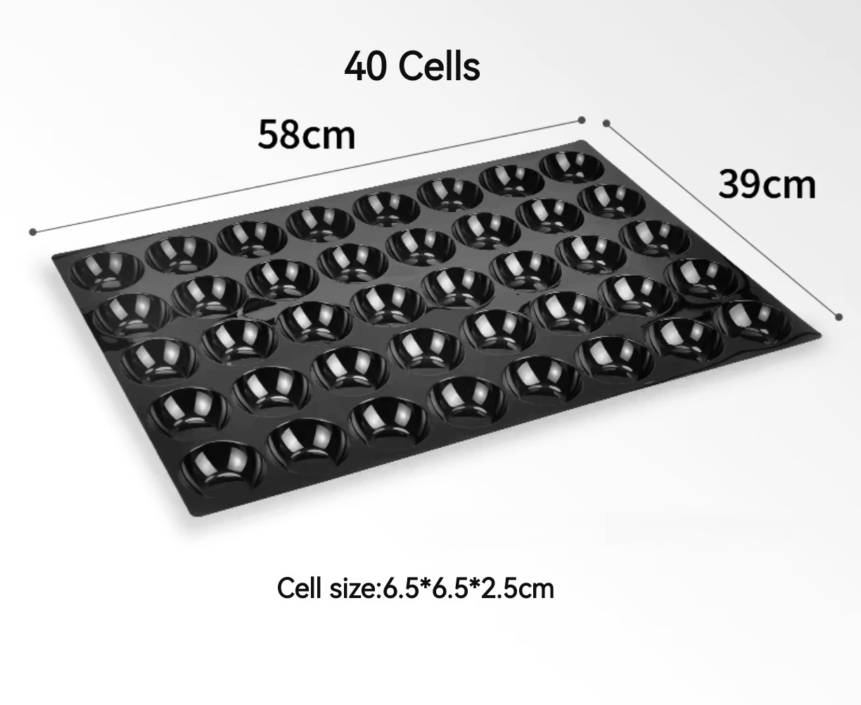 24 40 hole fruit tray plastic black PP PET display apple plastic tray