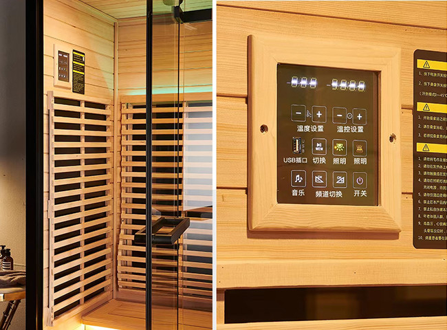 Canadian Hemlock Spectrum 1 Person Dry Steam Infrared Sauna Room Home Spa Fitness