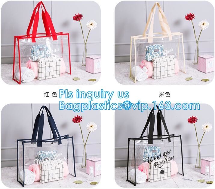 Reusable die cut handles promotional plastic bag, Promotional Items Transparent PVC Clear Bag, Promotional Cosmetic PVC