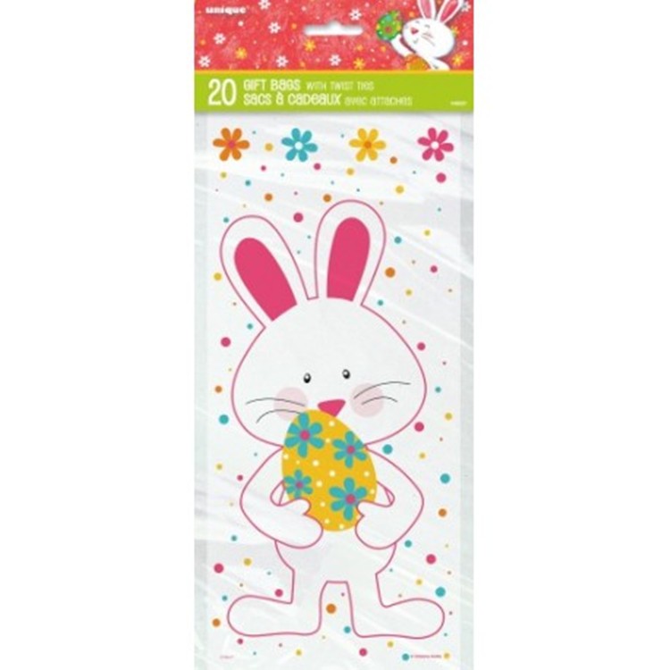 Happy Easter Party Favor Basket Gift Wrap Treat Bags Easter Bunny Eggs Basket Plastic Bags