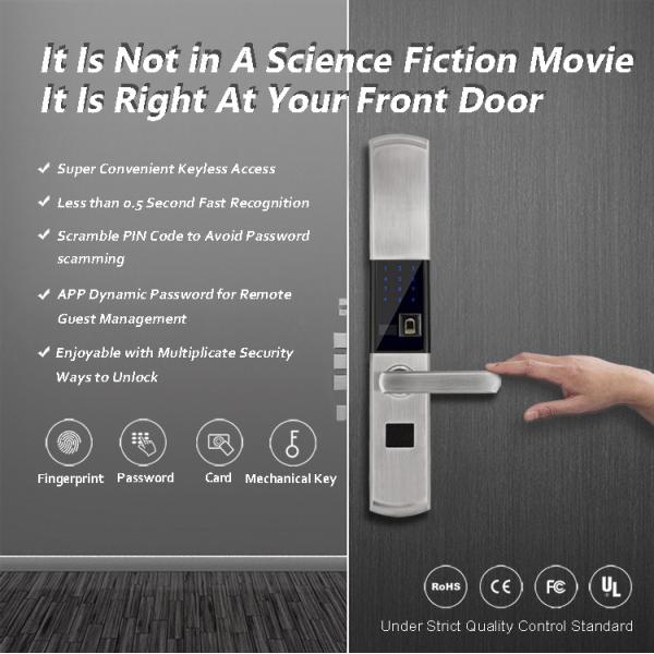 Sliding Cover Protection Fingerprint Door Lock , Intelligent Password Door Lock