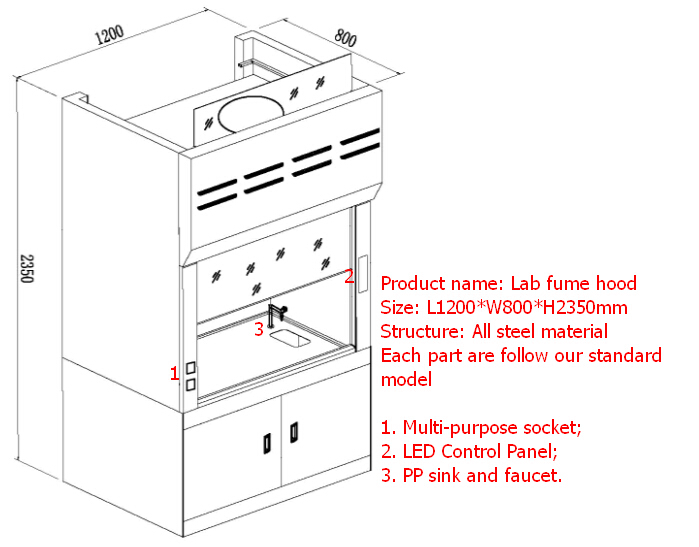 Lab fume hood drawing