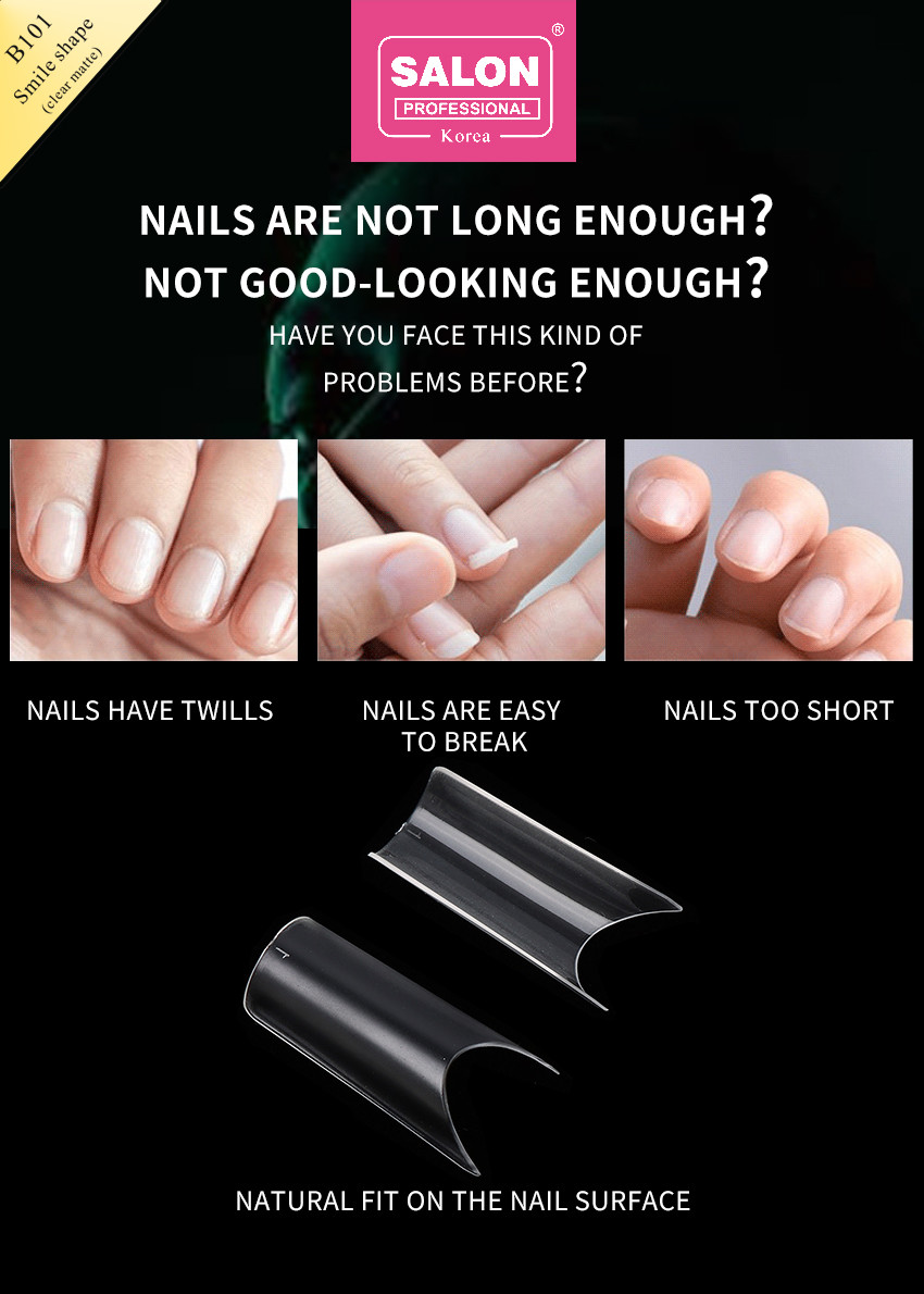 Fake Nail Full Cover Natural ABS Eagle Mouth Clear In 12 Sizes For Nail Salon