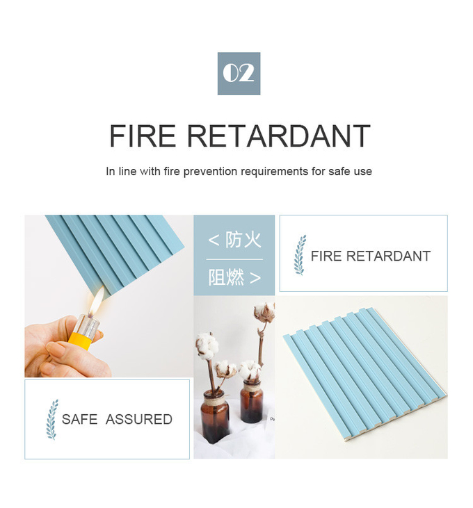 8.5mm Wood Plastic Grille WPC Fluted Wall Panel No Paint Waterproof