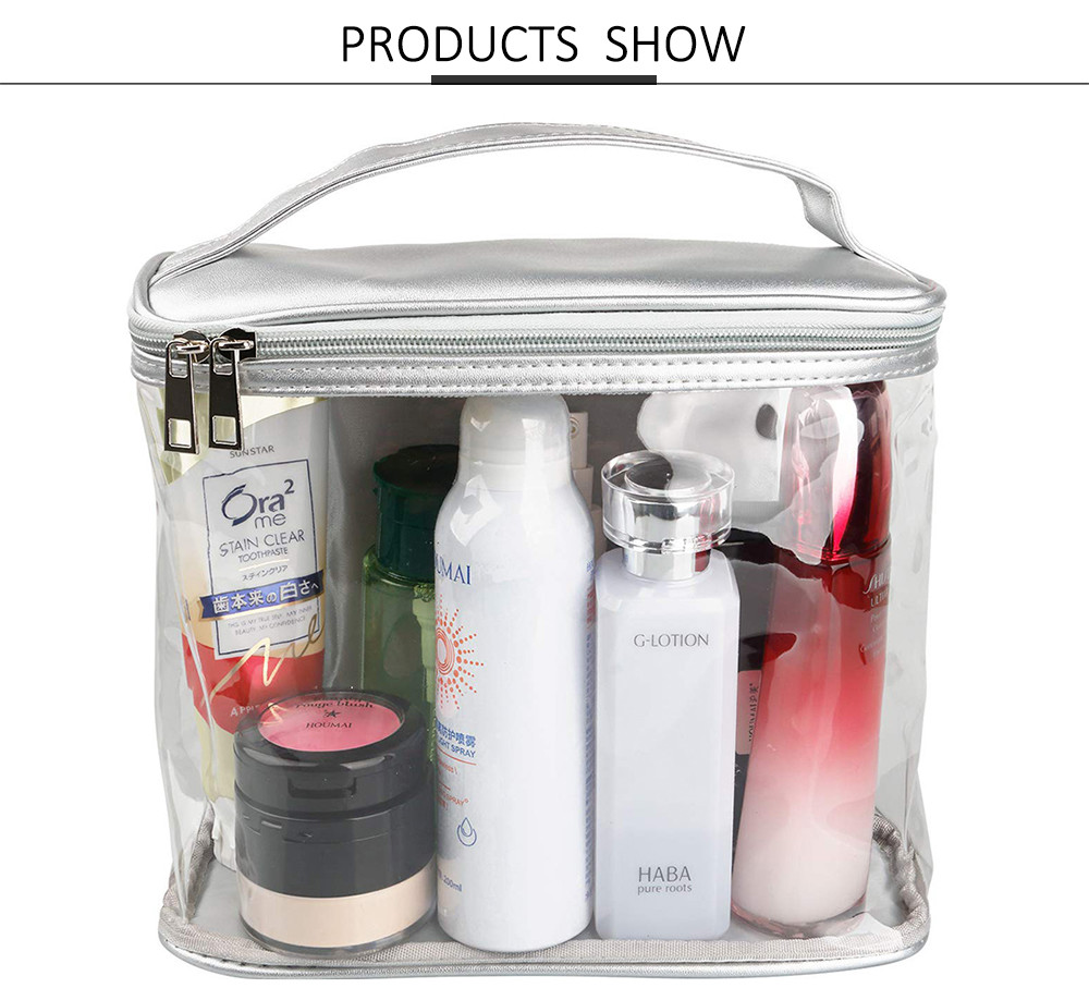 Women PVC Leather Travel Storage Pouch With Handle