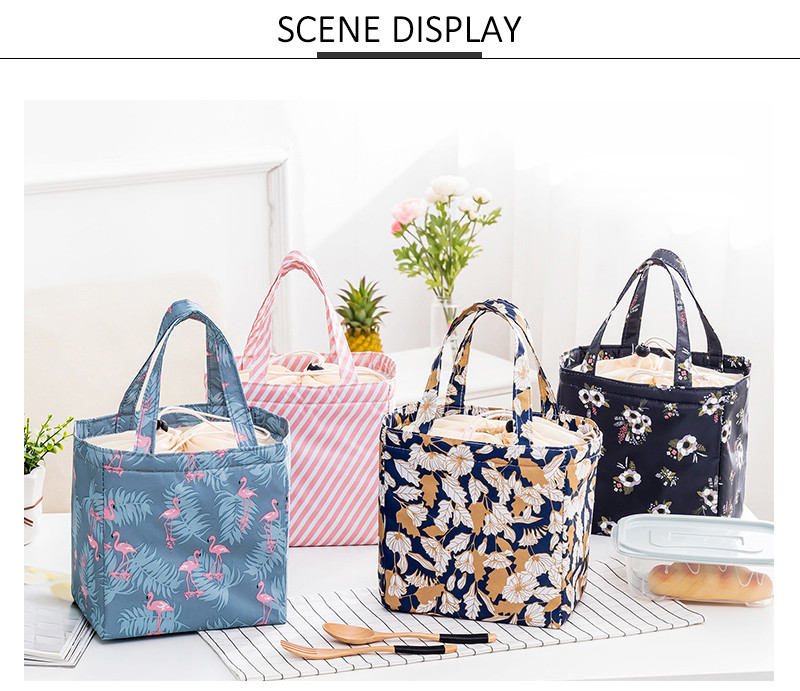 Flamingo Print D13cm Insulated Lunch Cooler Bags