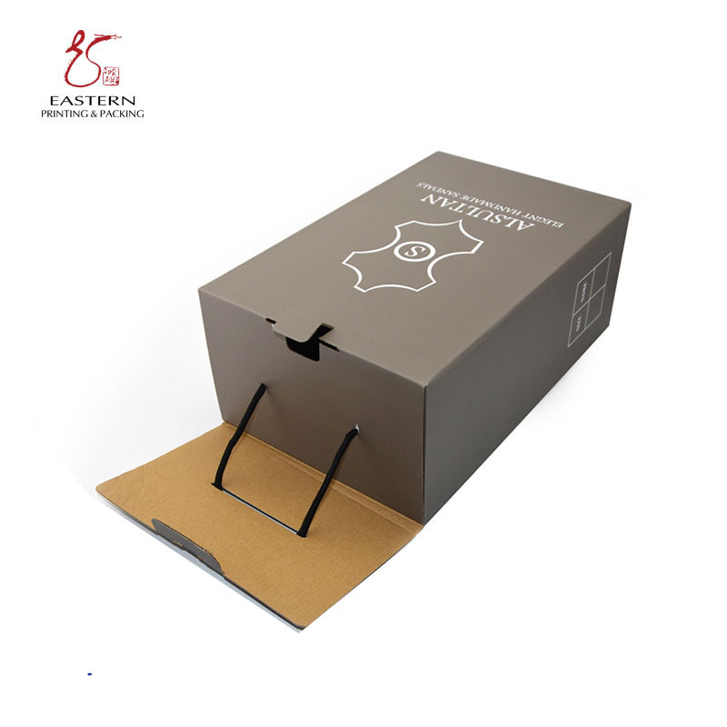 costom Foldable Lid Closure Corrugated Shoe Box With Handle