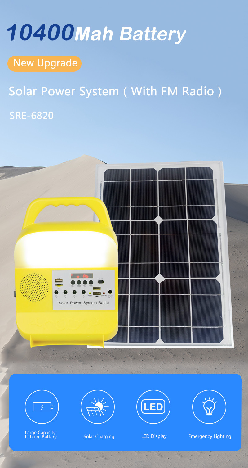 20W / 6V Mini DC Solar Lighting Kit With Rechargeable Lithium Battery Lighting System