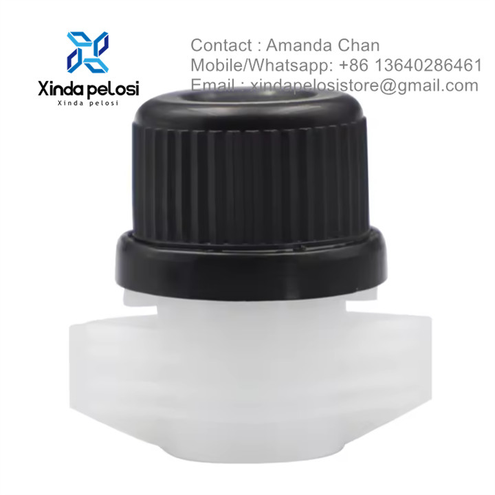 Plastic Non Spill Liquid Pouch Bottle Spout With Screw Cap For Refillable Squeeze Pouches