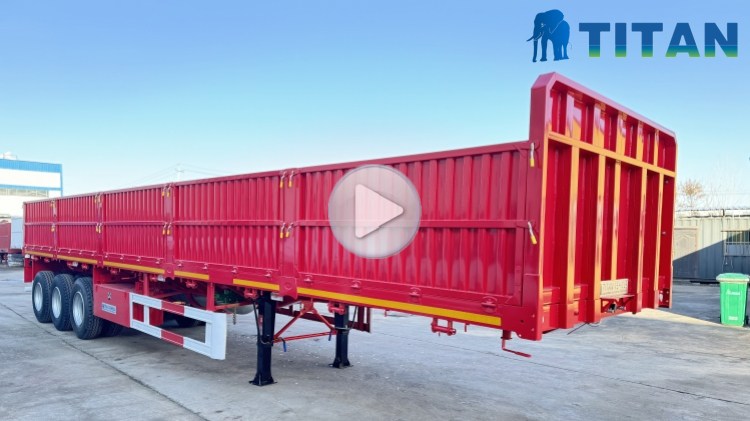 TITAN Tri Axle 60 Tons Drop Side Semi Trailer for Sale  Bulk Cargo Semi Trailer