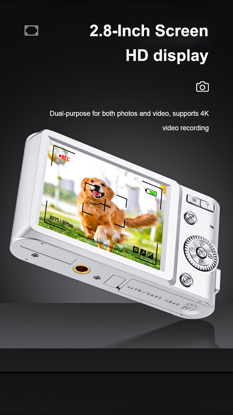 48MP Full HD Digital Video Camera Built-in Fill Light for Low Light Settings 32GB Storage Capacity