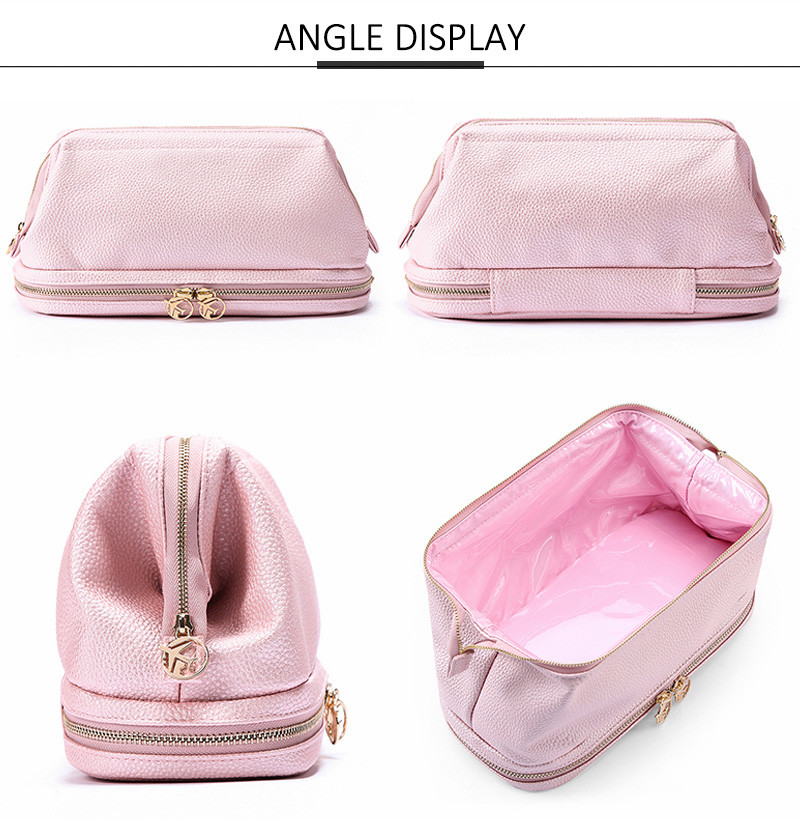 Blank Wholesale Two Zipper Luxury Cosmetic Bag High Quality Waterproof