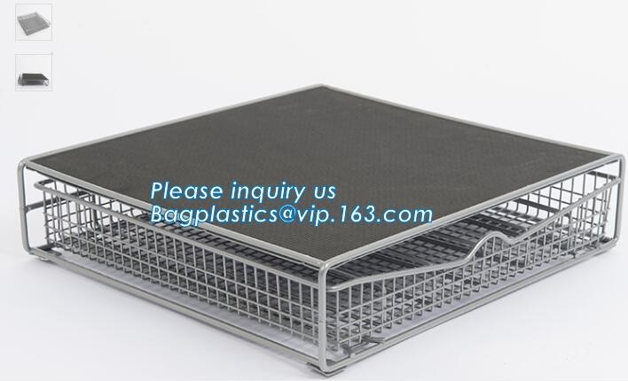 metal wire storage basket with tray in whole sale lowest MOQ sale even just buy 1 set, Kitchen storage Rose gold wire me