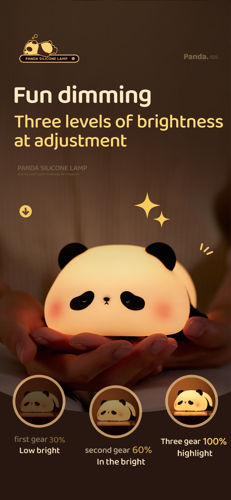 Factory customization silicone night light panda Usb Rechargeable Table Led Lamp Night Light Silicone Night Lights For Kids Room