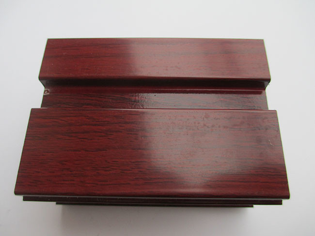 Double Glass Wood Grain Aluminum Profile , Aluminium Trim Profiles For Folding Doors