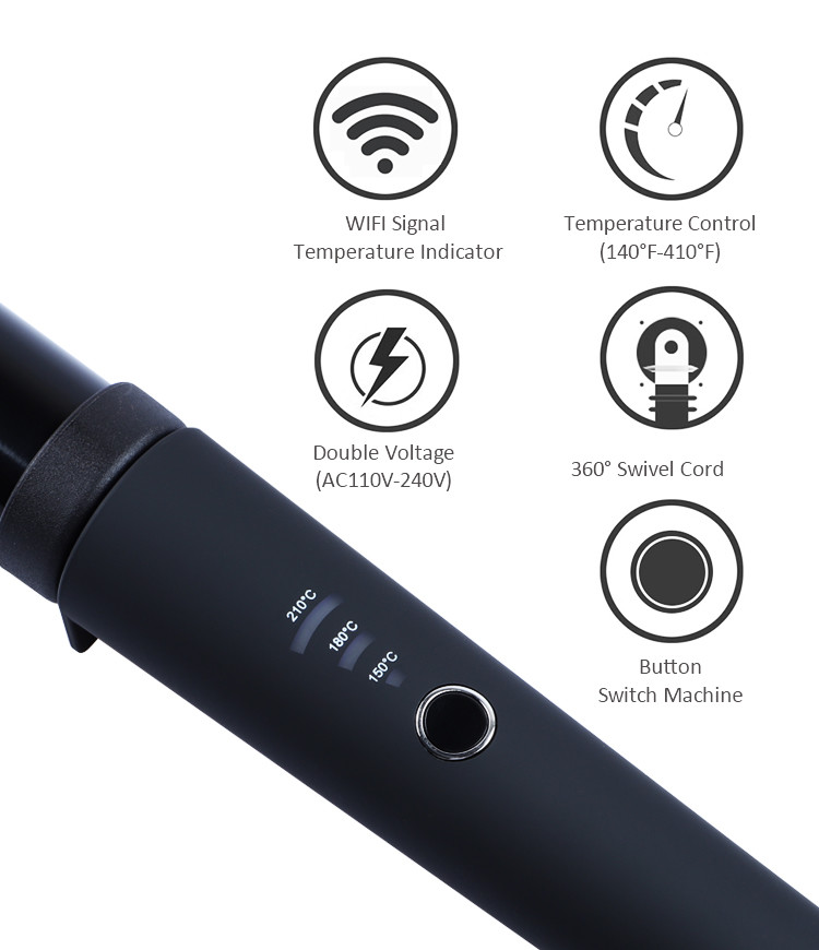 WIFI LED Rotating Barrel Curling Iron , 50W Hot Tools Wand 1 Inch