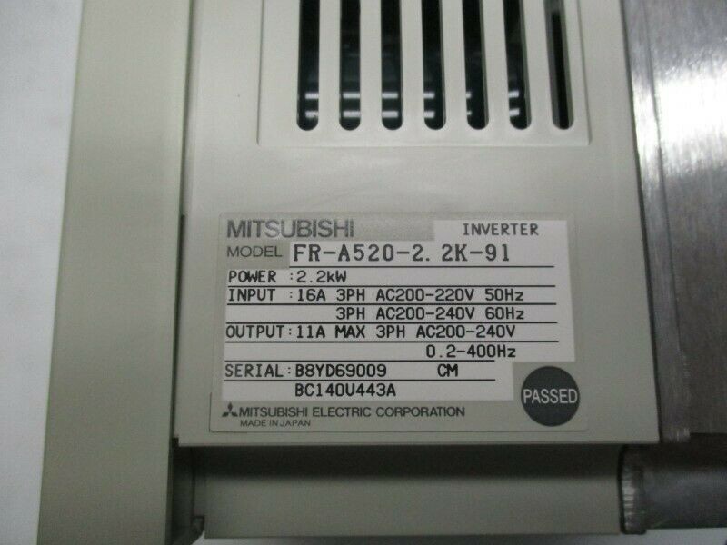 MITSUBISHI FR-A520-2.2K TRANSISTORIZED INVERTER FREQROL A500 SERIES 200 V CLASS 2.2 KW (3 HP)