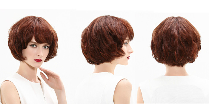 250g Kanekalon Fiber Wigs With Bang , Heat Resistant Pure Color Short Wave Wig
