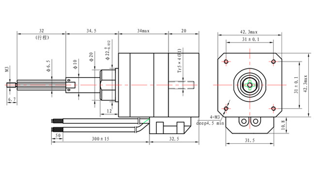 NEMA 17 Captive stroke 32mm 2.0A 42×42×34mm Stepper Motor for Precision machinery