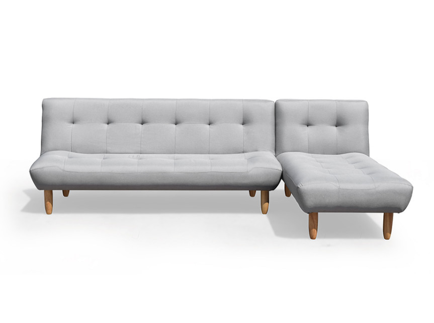 L Shaped Folding Futon Sofa Bed Dark Gray Polyester Upholstered Modern Convertible