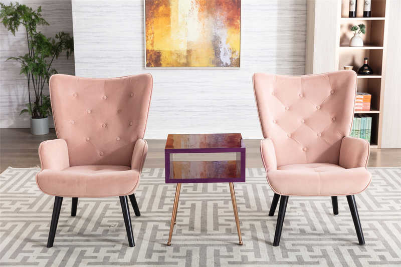 Elegant Purple Wood Acrylic Mirrored Glass Side Table H23.22inch For Bedroom